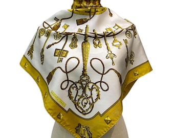 Vintage Hermes Les Clefs bufanda de seda Hermes bufanda de seda Vintage Hermes Foulards Hermes bufanda cuadrada Vintage Hermes chal de seda Hermes 34