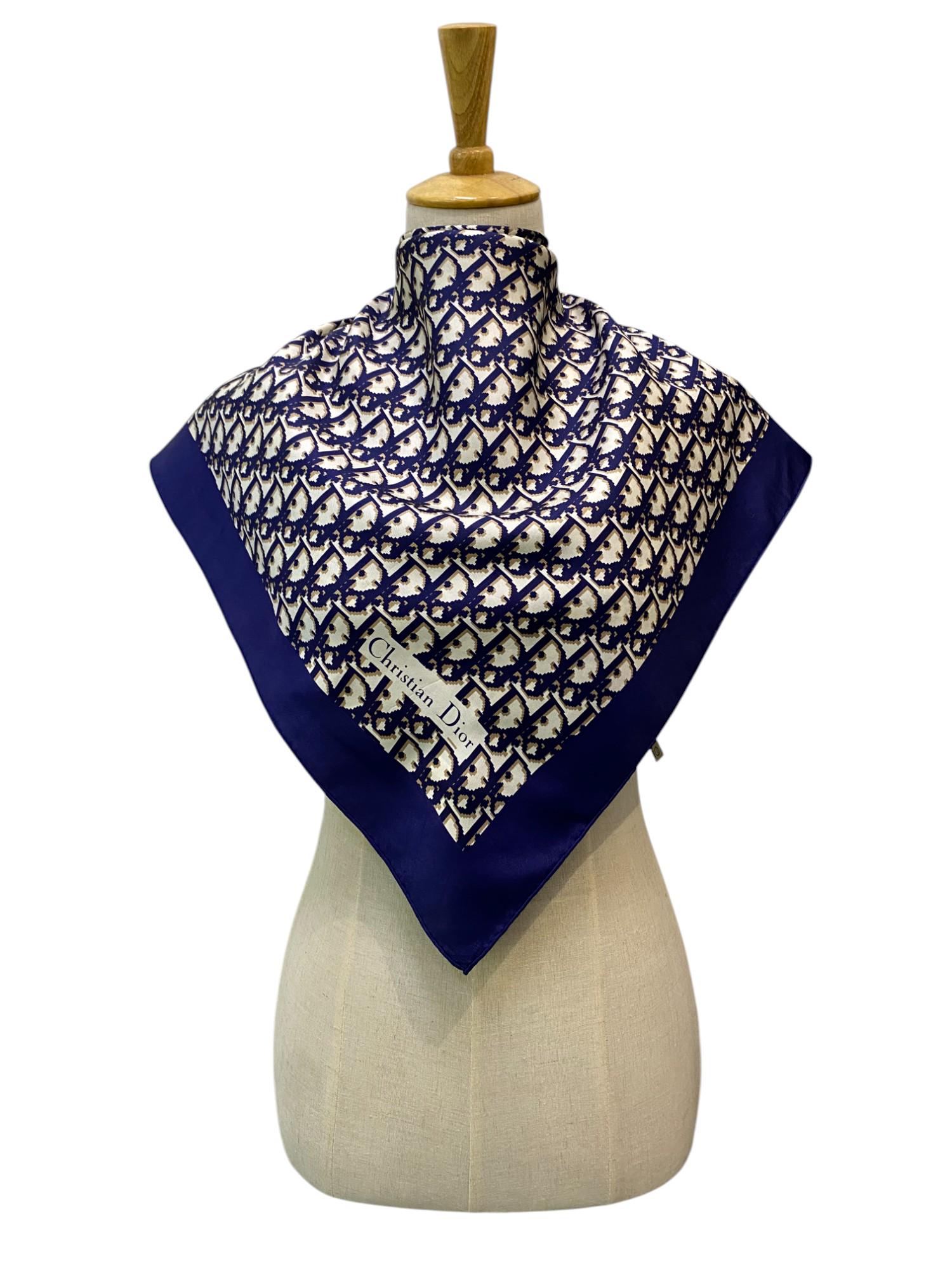 Vintage Christian Dior Trotter Silk Scarf Christian Dior Oblique