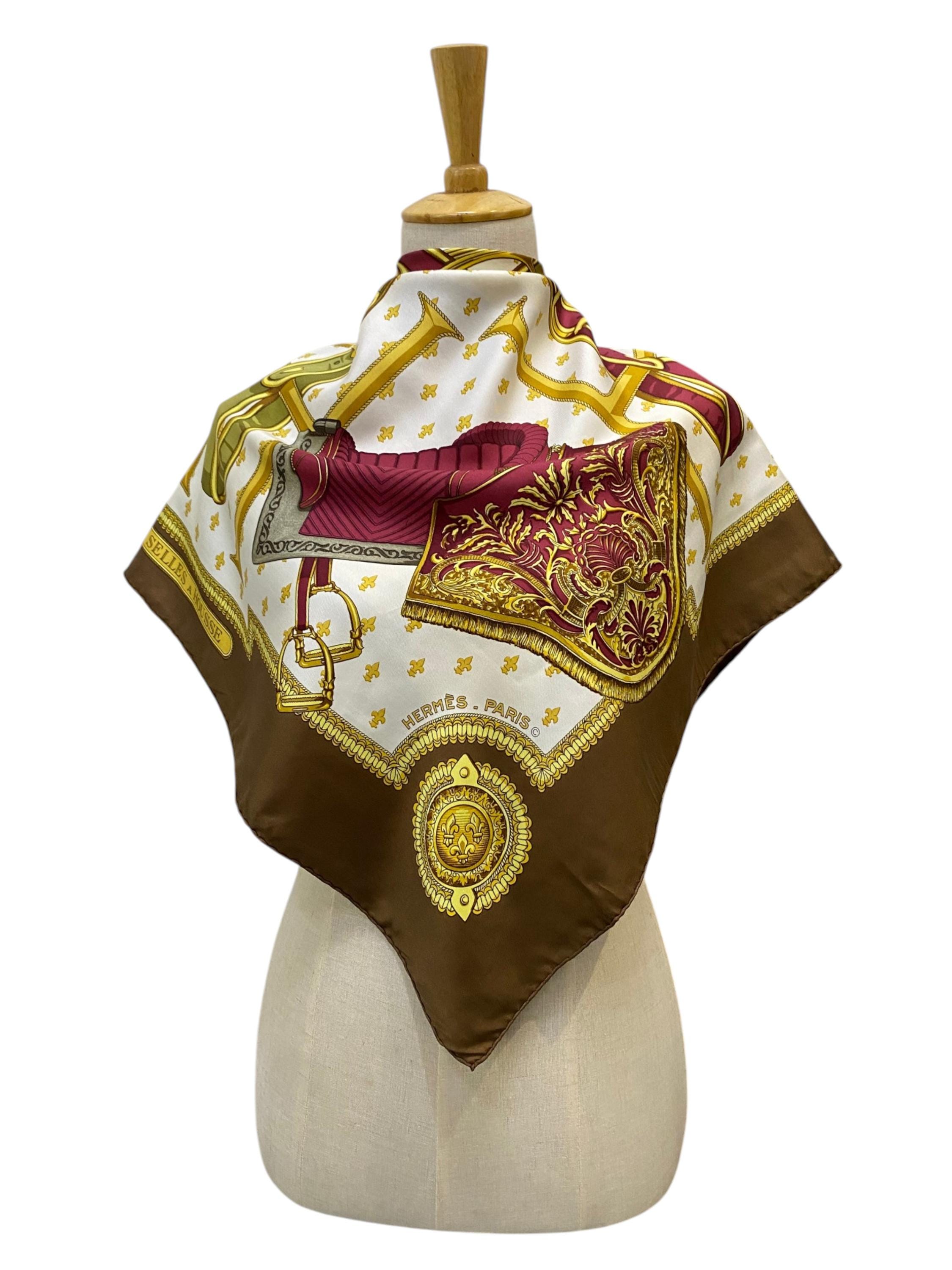 HERMÈS Selles à Housse スカーフ Vintage Hermes Selles à Housse Silk Scarf Hermes Silk Scarf