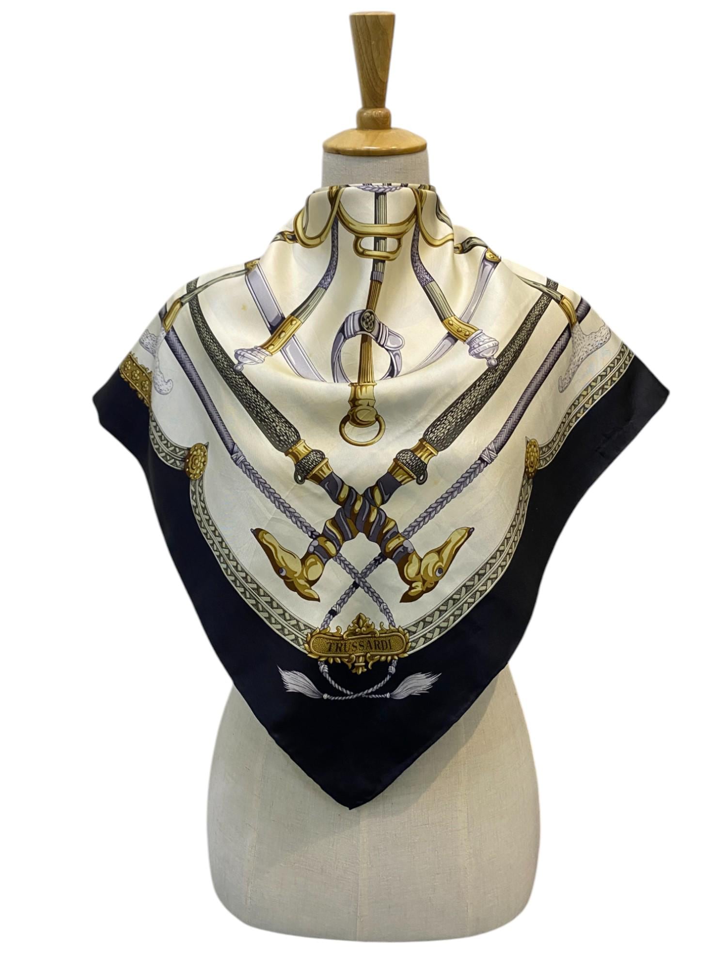 Vintage Trussardi Silk Scarf Trussardi Silk Muffler Vintage Silk