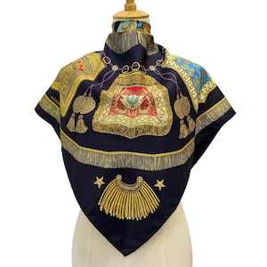Vintage Hermes Poste Et Cavalerie Silk Scarf Hermes Silk Scarf