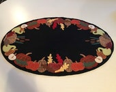 Fall pumpkin wool penny rug