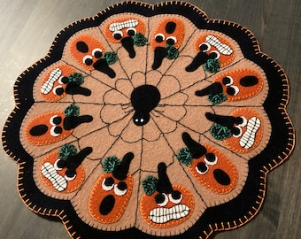 Halloween penny rug candle mat