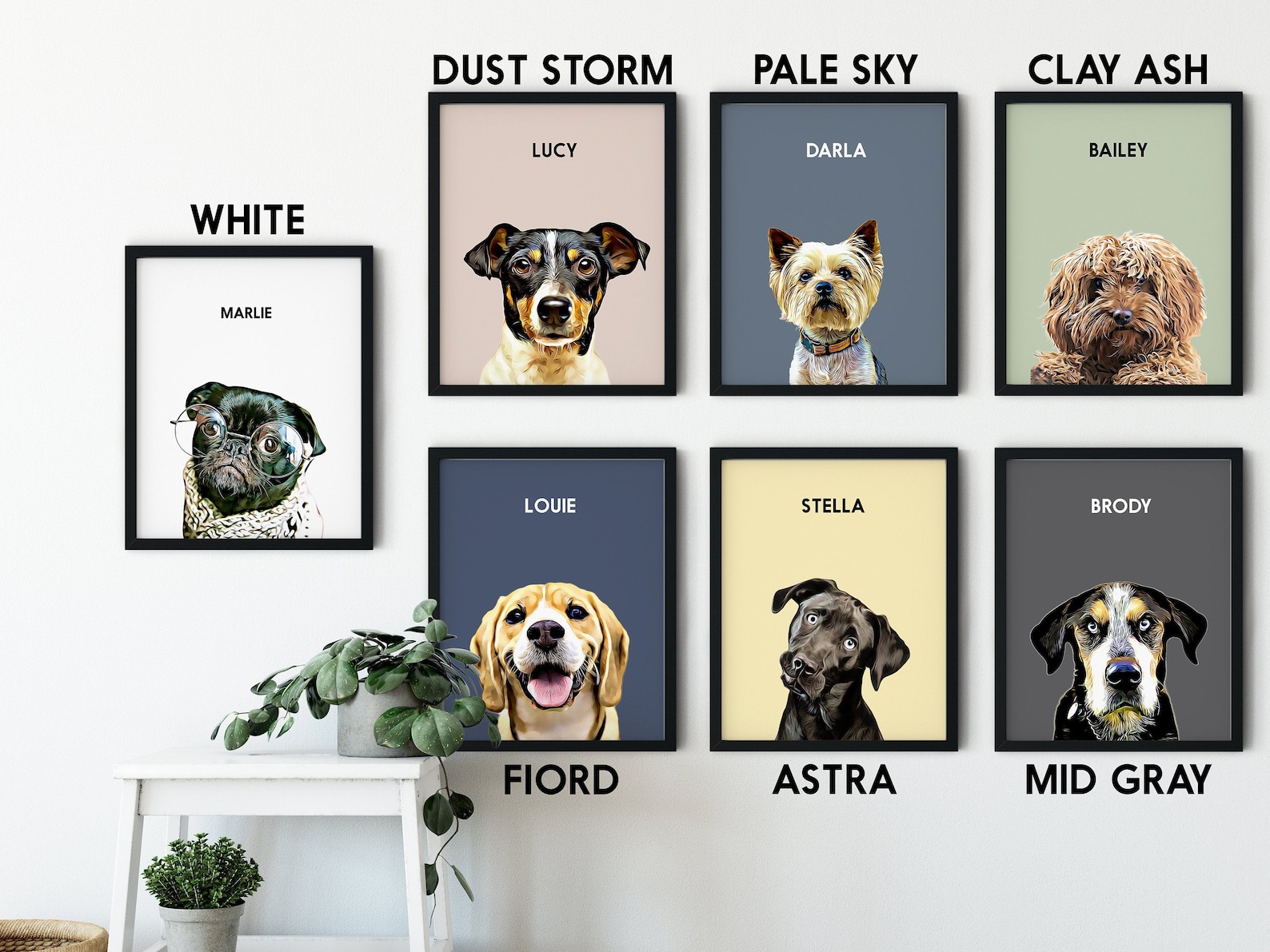Pet Portrait Custom and Personalized. Pet Dog Wall Art DIGITAL - Etsy