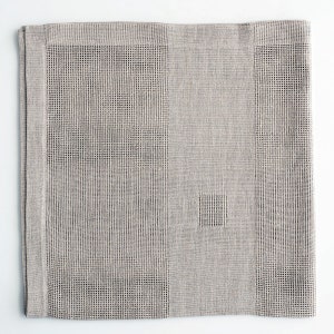 Beautiful square linen tablecloth Caneva hand-woven on ancient wooden looms. Size - square 100x100cm (39&quot;x39&quot;). Colors - white, gray.