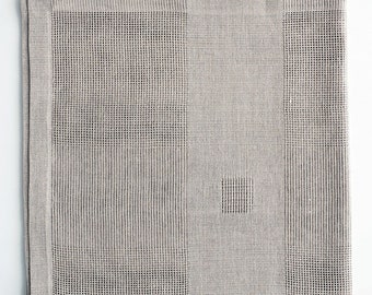 Beautiful square linen tablecloth Caneva hand-woven on ancient wooden looms. Size - square 100x100cm (39&quot;x39&quot;). Colors - white, gray.