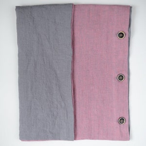 Soft Linen Pillowcase With Buttons. Blue, Rose, Gray, Plaid and Natural Colors Available. Old Rose/Dark Grey