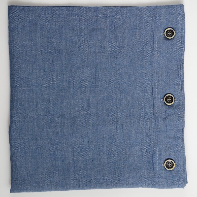 Soft Linen Pillowcase With Buttons. Blue, Rose, Gray, Plaid and Natural Colors Available. Blue