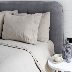 Linen Bedding Set in Various Colors (Duvet Cover + 1 pillowcase with buttons).  Single Bed Set. Custom Sizes. 100% European linen.