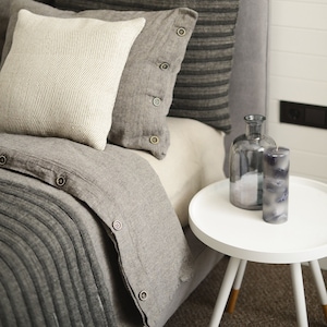 Linen Bedspread &quot;Onyx&quot;, Luxury Bedspread, Linen Bed Cover, Linen Bed Throw, Grey Bedspread, Rustic Bedspread, Natural Bed Cover