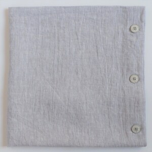 Soft Linen Pillowcase With Buttons. Blue, Rose, Gray, Plaid and Natural Colors Available. Light Grey