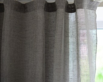 Classic sheer linen curtain panel. Light, day curtain. Custom sizes for length / 160 cm width. . Color - bluish gray.