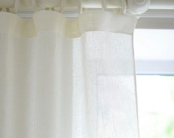 Sheer linen curtains. 63 in (160 cm) Wide. Curtain in Custom sizes for length. Colors - milk white, light warm gray.