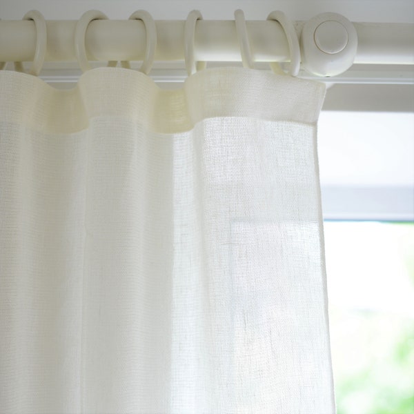 Sheer linen curtains. 63 in (160 cm) Wide. Curtain in Custom sizes for length. Colors - milk white, light warm gray.