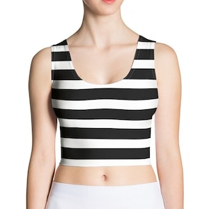 Striped Crop Top, Sleeveless, Scoop Neck, Tank Top, Casual and Going Out, Regular, XL Vest, Cosplay Costume, Fancy Dress Outfits