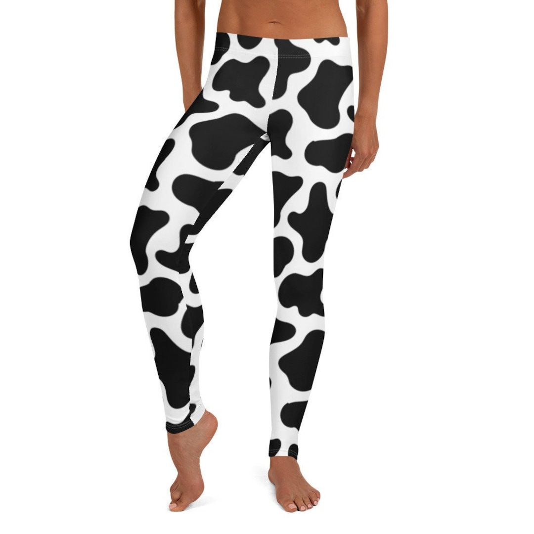 Cow Print Leggings: High-waisted Yoga Pants, Animal Print Workout