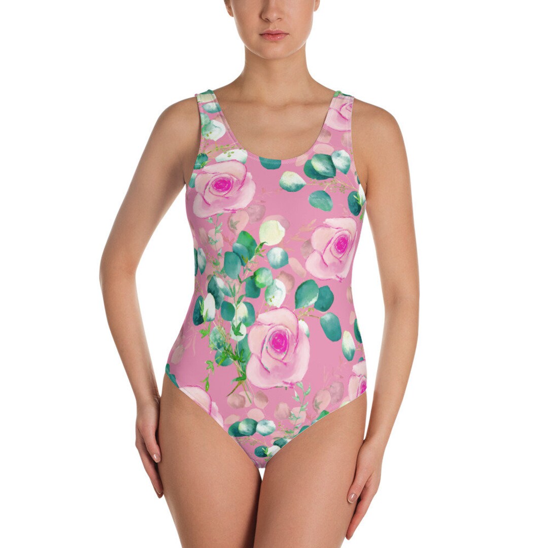 Monochrome Rose Floral One Piece Swimsuite