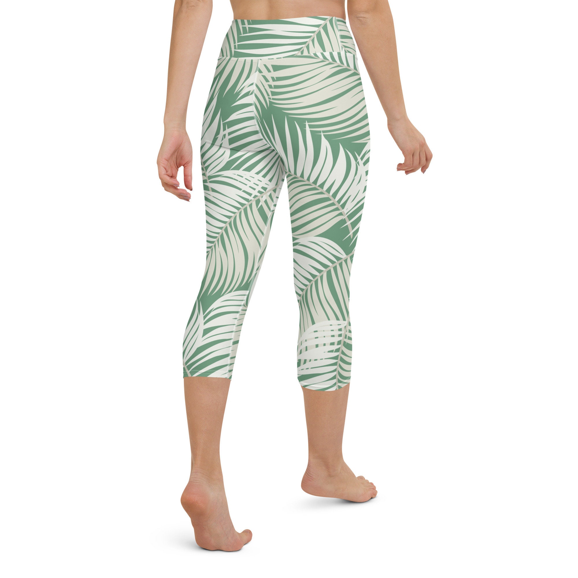 Unique Leaf Print High Waist Body Shaping Black Leggings main image 1