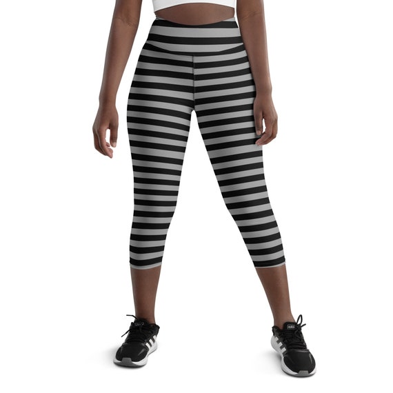 Horizontal Striped Capri Leggings for Yoga and Workout, High Waisted Three  Quarter Tights, Must Have Bottoms, Women Capsule Activewear 