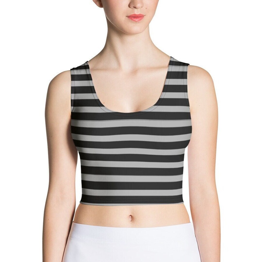 Women's Dark Grey Crop Top with Scoop Neck & Short Sleeves
