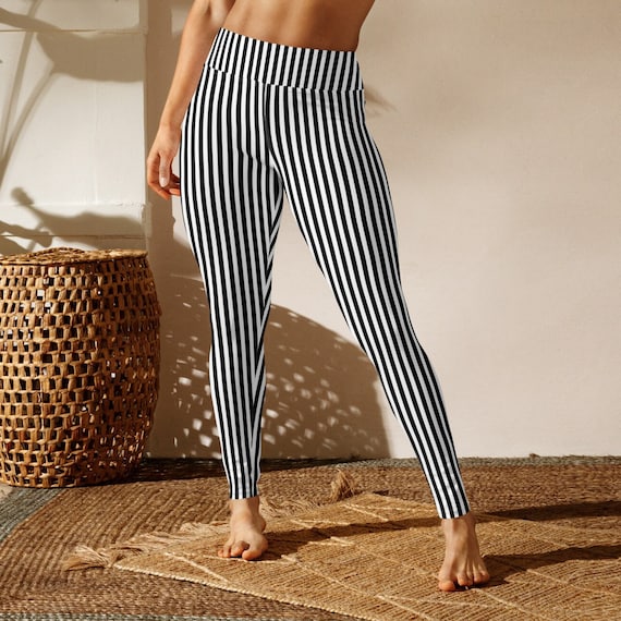 Buy Vertical Striped Leggings for Yoga and Workout, Black and White, High  Waisted, Super Soft Tights, Stretchy Yoga Pants, Must Have Activewear  Online in India 
