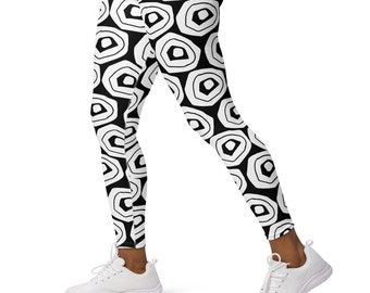 Geometric Print Yoga Leggings, High Waisted, Workout Pants, Vintage Fashion,Bold Pattern, Super Soft, Stretchy Tights, Women Activewear