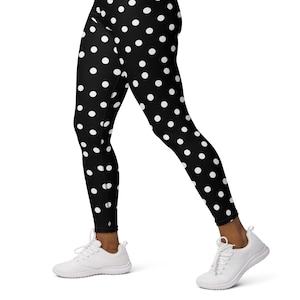 Polka Dots Leggings, High Rise Waist, Yoga Pants, Mix And Match Wardrobe, Modern Minimalist Clothing, Essential Activewear, Stretchy Tights
