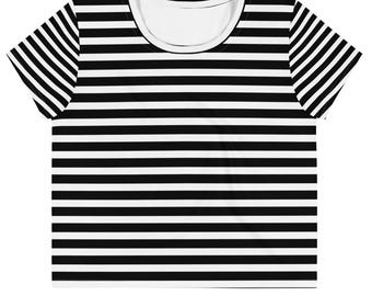 Horizontal Striped Crop T Shirt