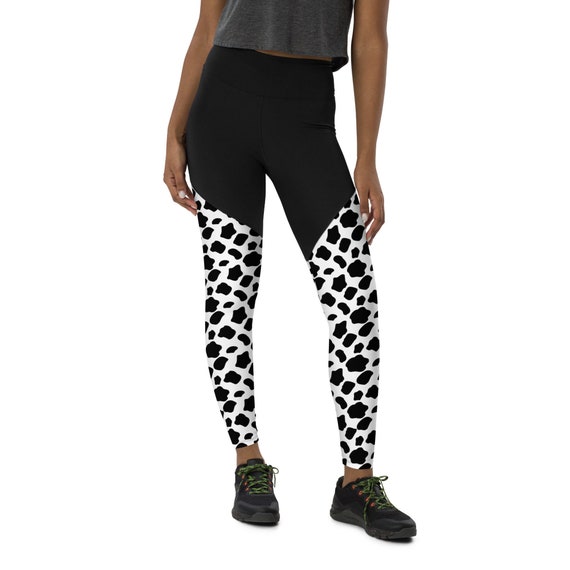 Cow Gym Leggings, Compression Leggings, Funky Sports Leggings