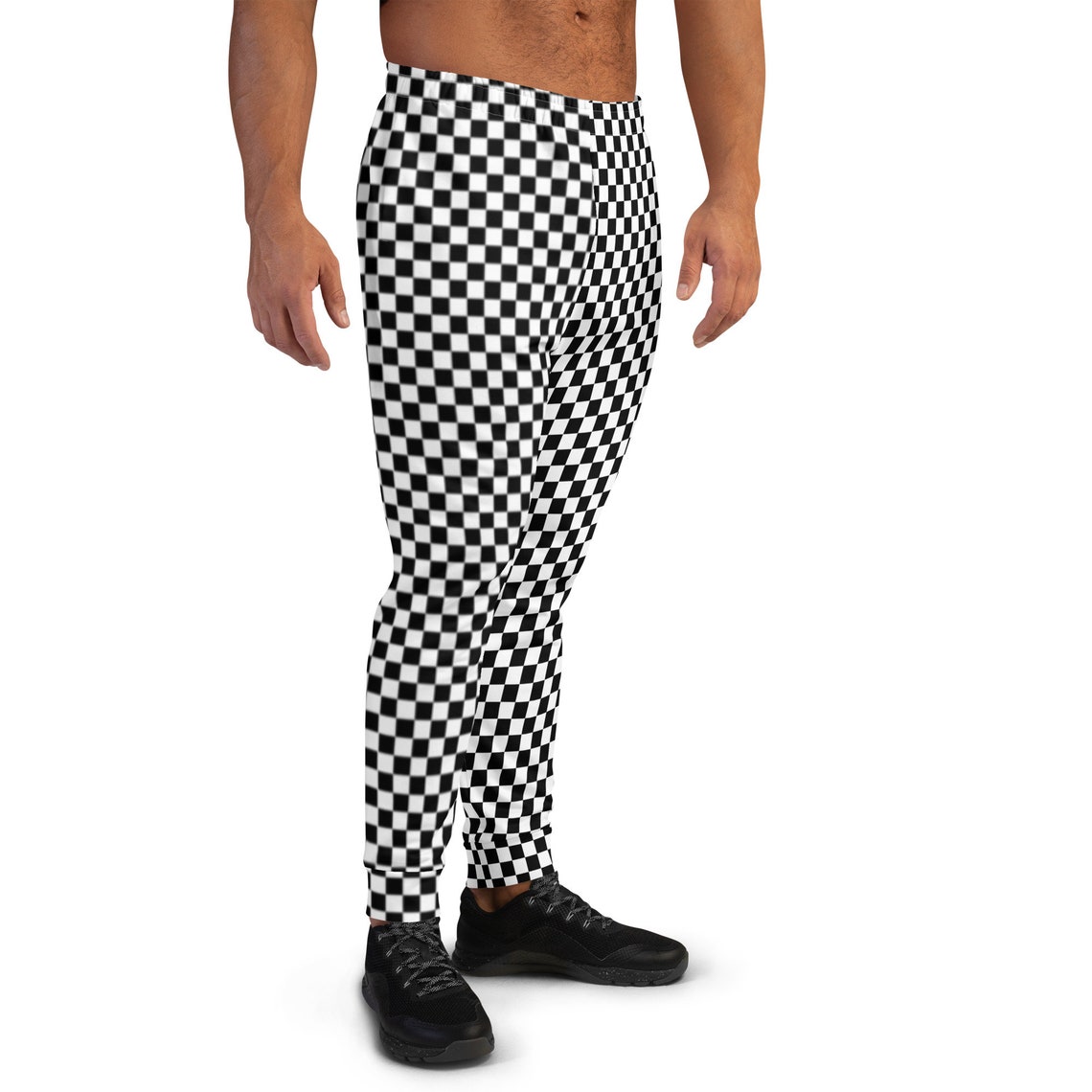 Small Checkered Print Trousers Black And White Checked Joggers small-checkered-print-trousers-black-and-white-checked-joggers