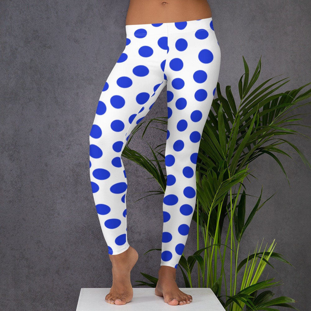 Blue Dotted Leggings Blue Polka Dots 