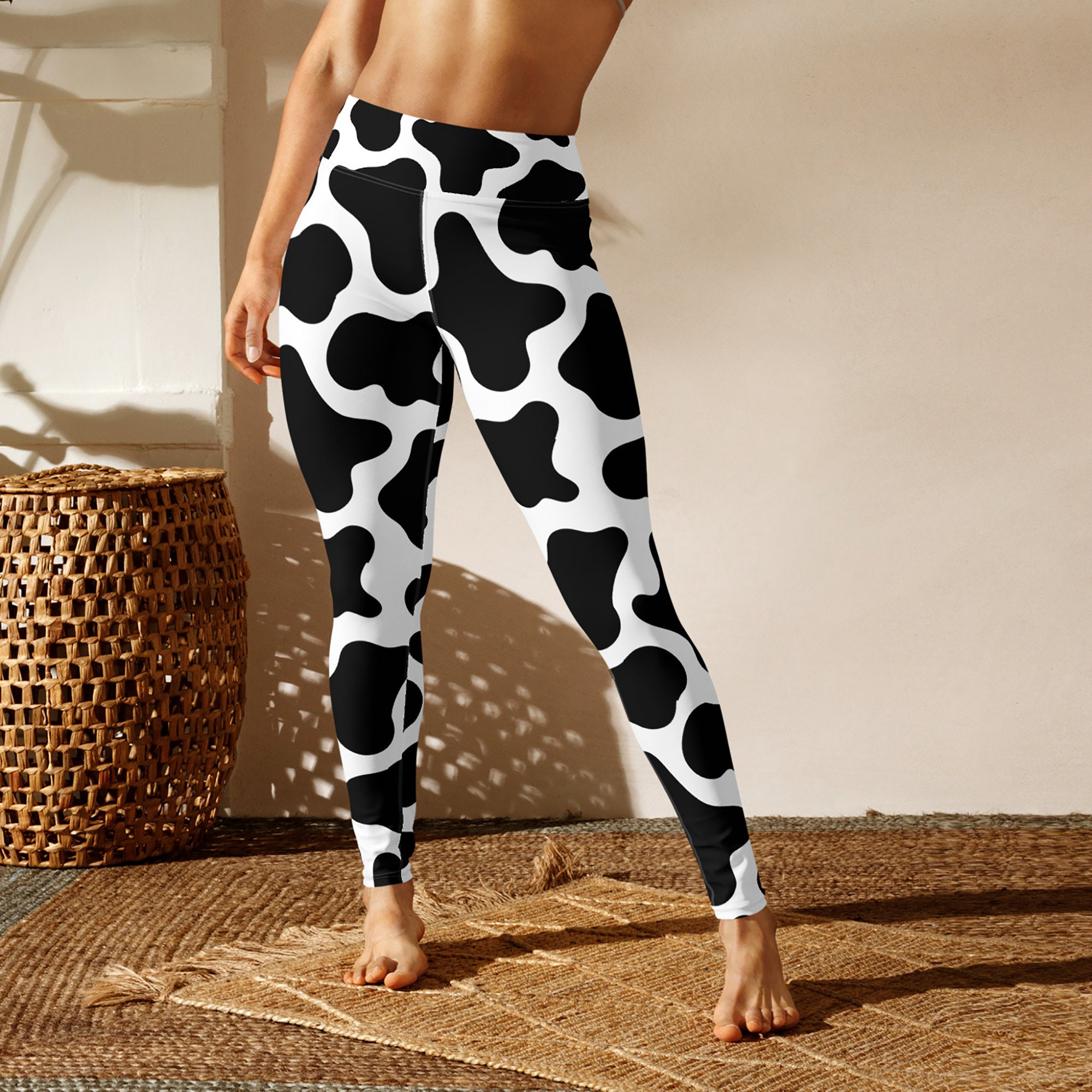 Cow Print Leggings, Black and White, Cow Tights, High-waisted, Animal Print,  Yoga Pants, Boho Activewear, Gym Wear, Women Cow Theme Clothes -  Canada