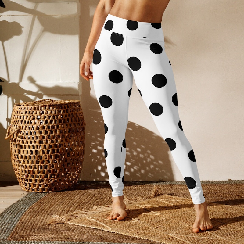 Paint Polka Dot Print Leggings in Black