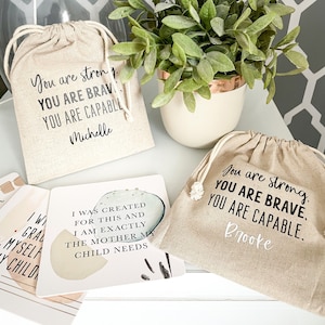 Motiverende moederschapbevestigingskaartenset met tasje en geschenkdoos | positieve bevestiging | moeder motivatie | bevestigende kaarten