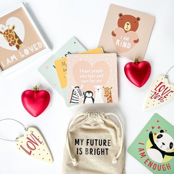 Set di 12 biglietti di affermazione motivazionali per bambini/regalo personalizzato/affermazioni/regalo