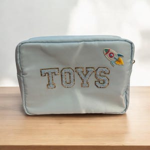 Aangepaste XL nylon tas met gouden ritssluiting - gepersonaliseerde reis-, make-up- of speelgoedopberger in 7 kleuren