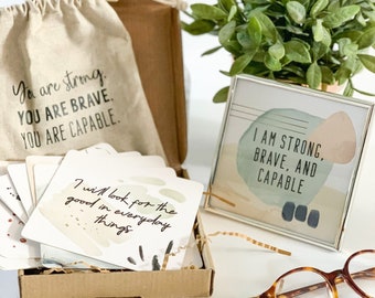 Faith-based Motherhood Affirmation Cards & Frame Set