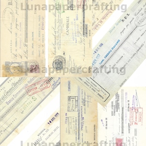 8 ricevute d'epoca italiane fronte e retro. Riviste spazzatura - Scrapbooking