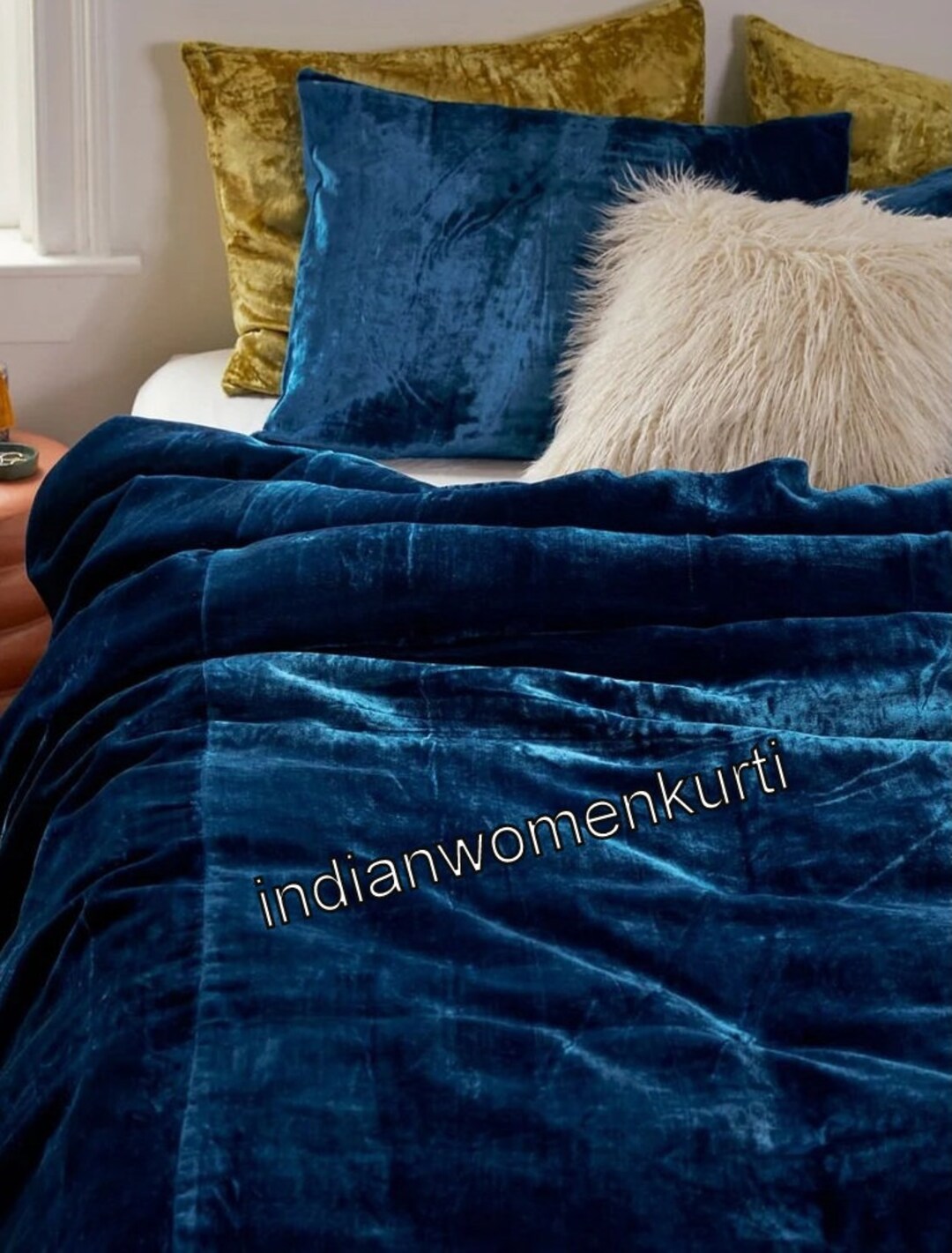 Ultraluxe Crushed Royal Blue Velvet Duvet Cover Donna Cover Etsy