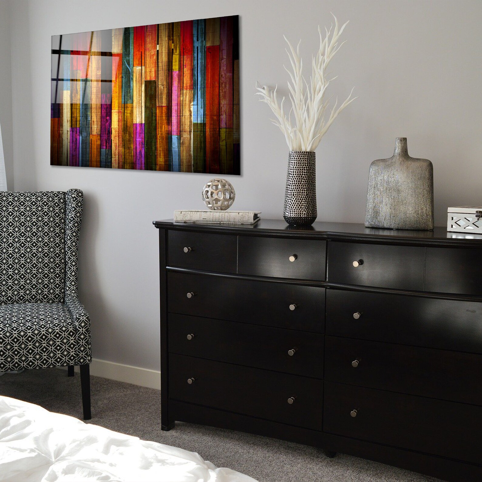 Painted Wood Glass Printing Wall Art Colored Glass Wall Art Etsy