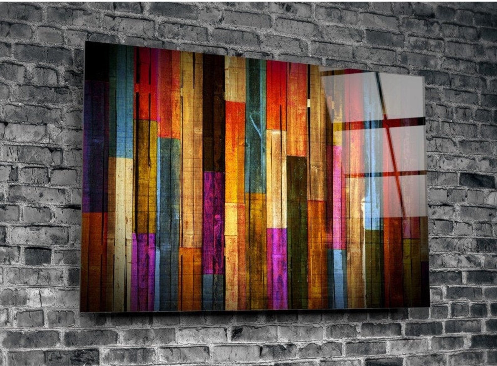 Painted Wood Glass Printing Wall Art Colored Glass Wall Art Etsy