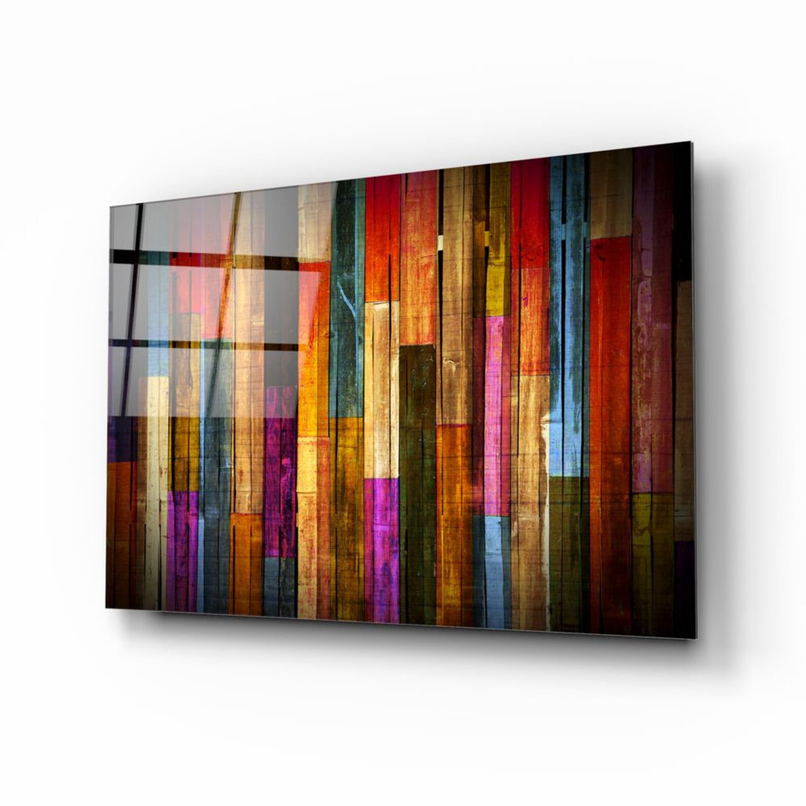 Painted Wood Glass Printing Wall Art Colored Glass Wall Art Etsy