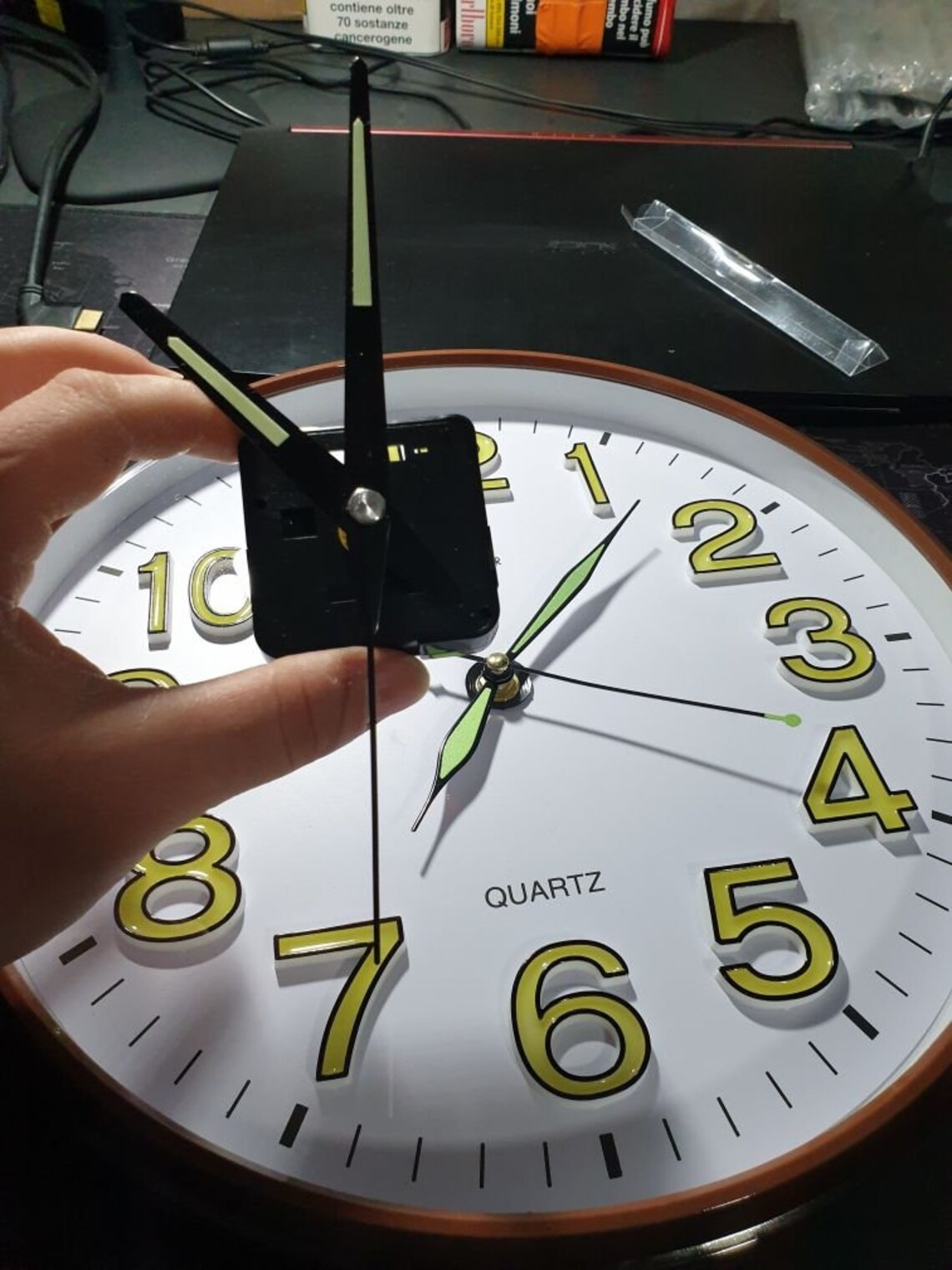 wall clock with luminous hands
