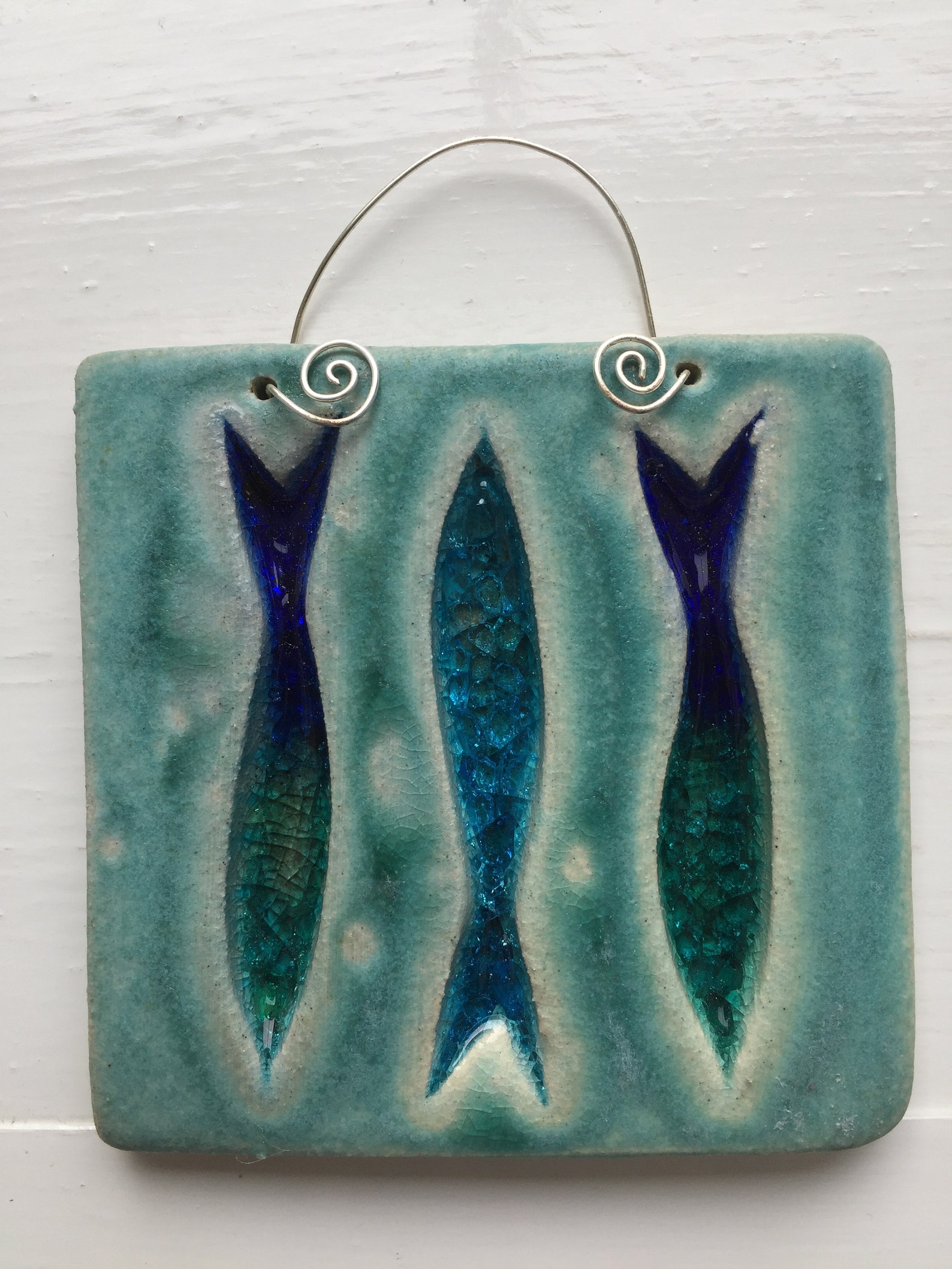 Cornish Ceramic Pottery Fish Tile Glass Infused Etsy UK