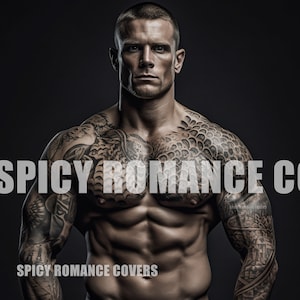 Gut aussehend AI Generiert tätowiert böser Junge männliches Modell für Romanze Ebook Covers