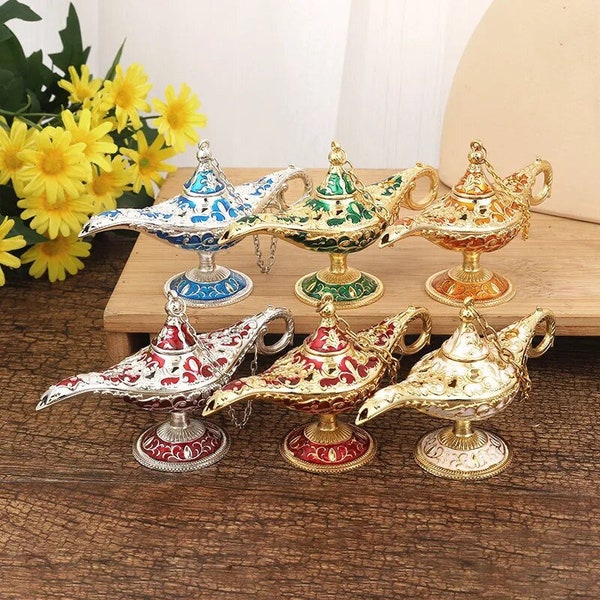 Classic Rare Hollow Legend Aladdin Magic Genie Lamps Incense Burners Retro Wishing Oil Lamp Home Decor Gift