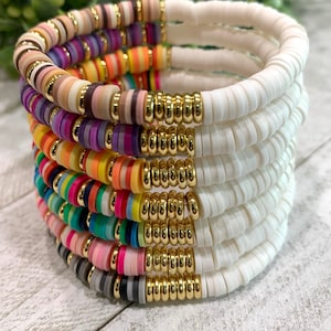 Bracelet For Women Beaded, Heishi Bead Bracelet Stack Custom, Boho Jewelry Set, Handmade Bead Bracelet, Trendy Summer Bracelets Teens
