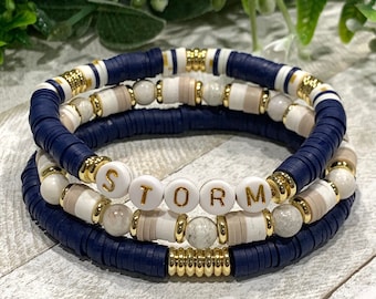 Personalized Name Bracelet, Custom Sports Team Colors, Game Day Jewelry, Team Spirit, Bracelet Stacks, Sports Mom