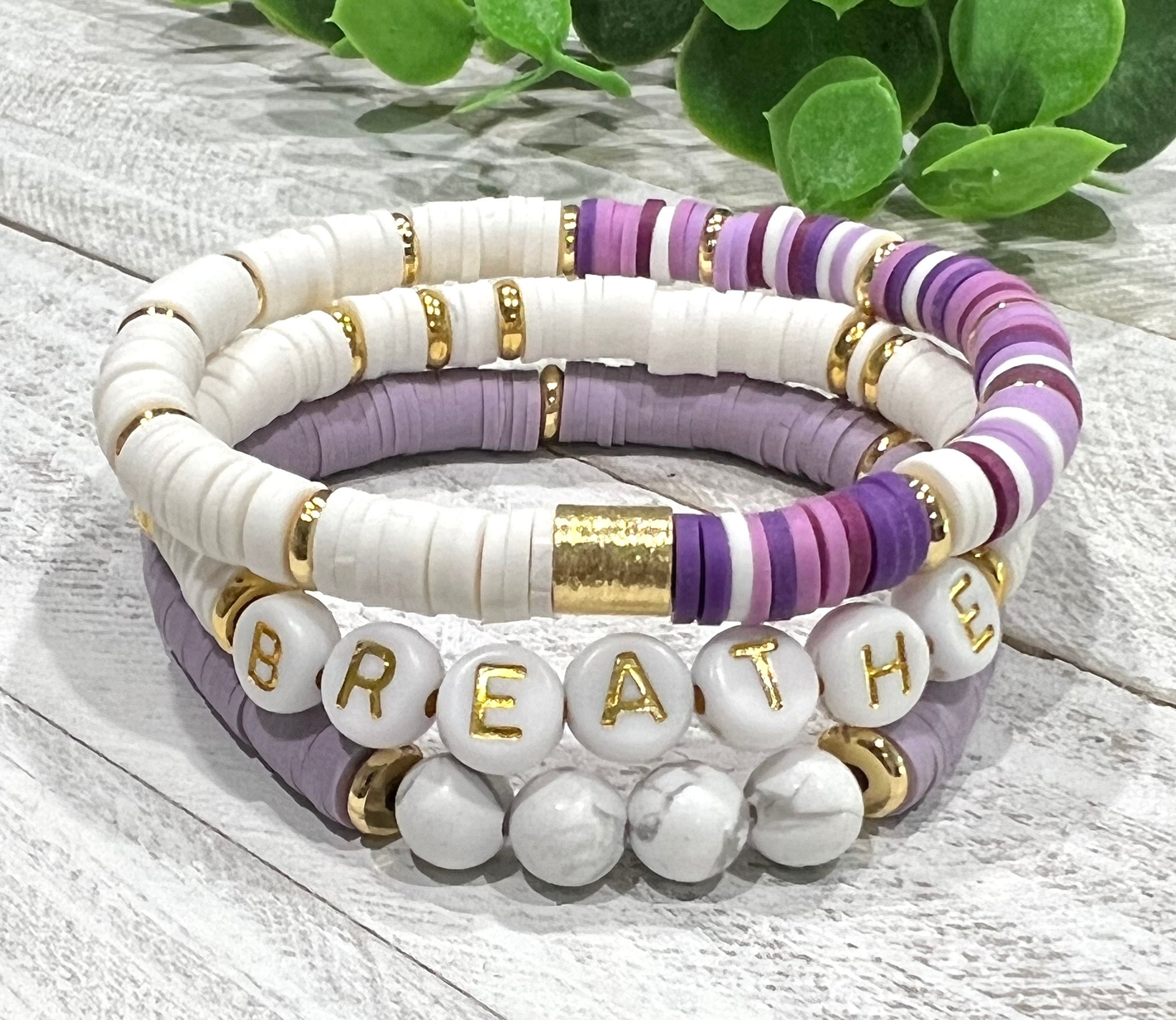 Bracelet Set for Teens Women, Heishi Bead Bracelet Stack Custom, Boho Chic  Jewelry Bracelet, Stackable Name Bracelets, Personalized Gift Mom 