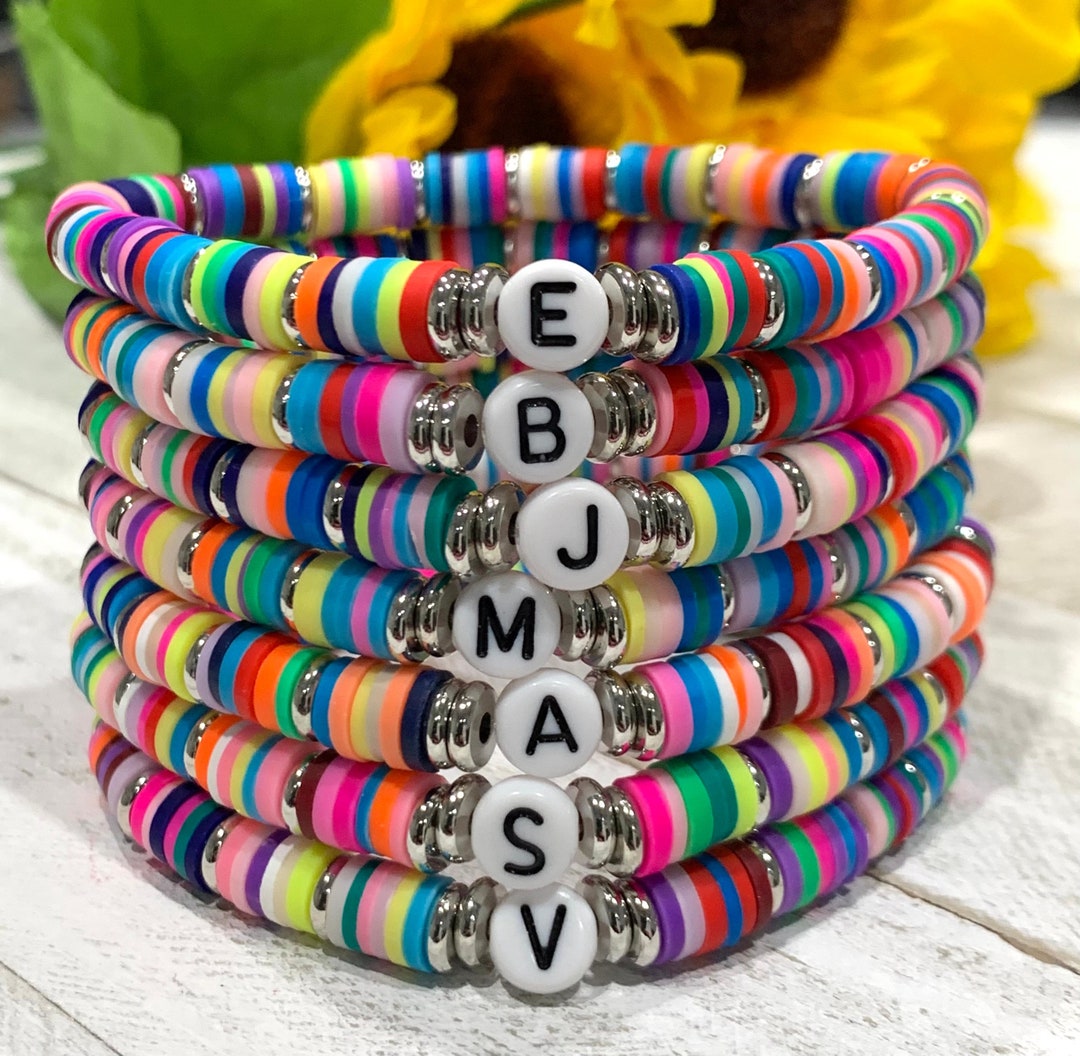 Beaded Bracelets, Name Bracelet, Heishi Bead Bracelet, Multi